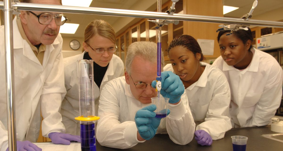 students doing science experiments