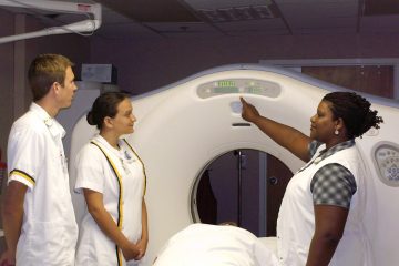 students doing an mri scan