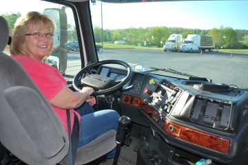 student driving truck