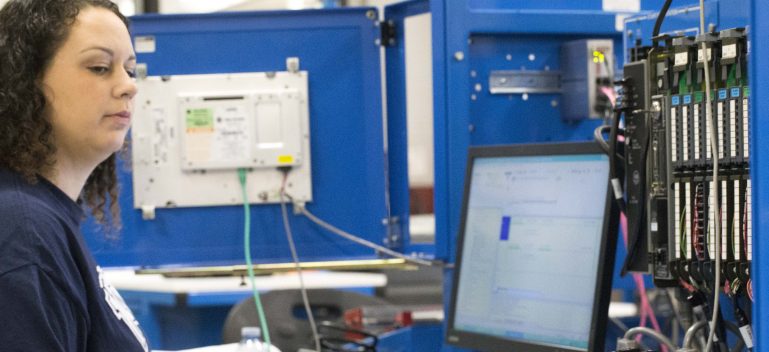 Precision Manufacturing and Maintenance student at work