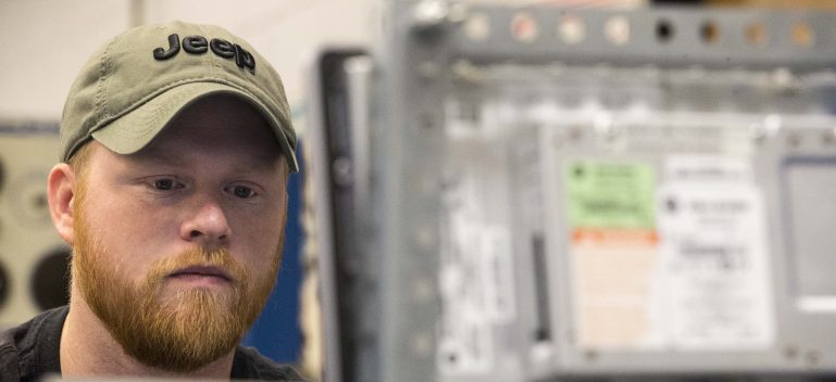 Electrical Construction and Maintenance student at work