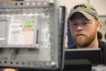 Electrical Construction and Maintenance student at work