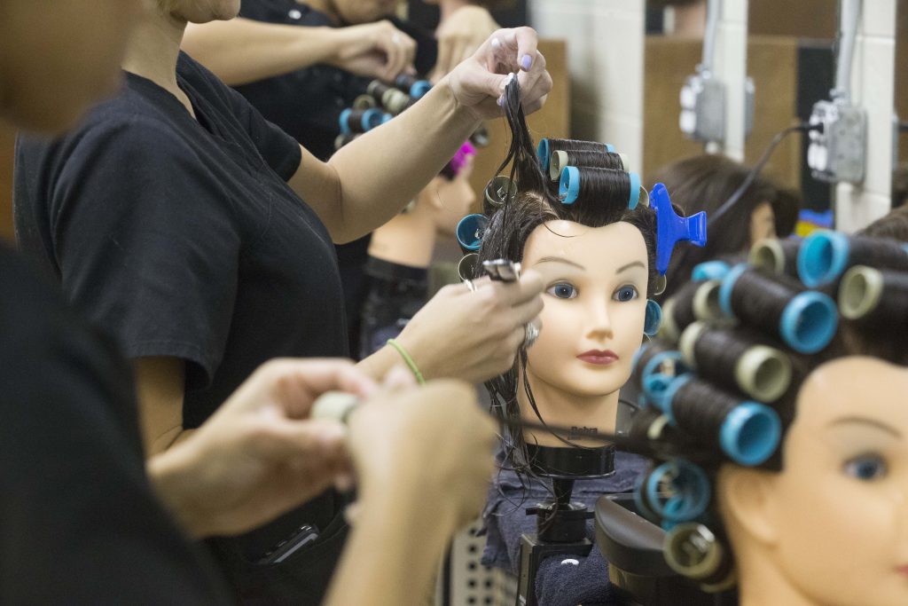 Cosmetology and Esthetician students at work