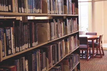 books on library shelf