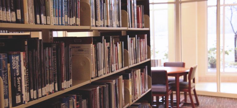 books on library shelf