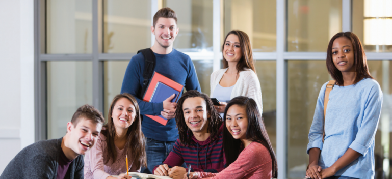 students in student center