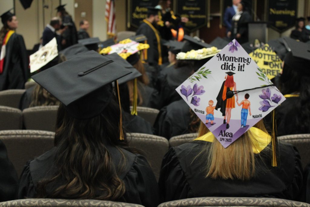 students in graduation gowns