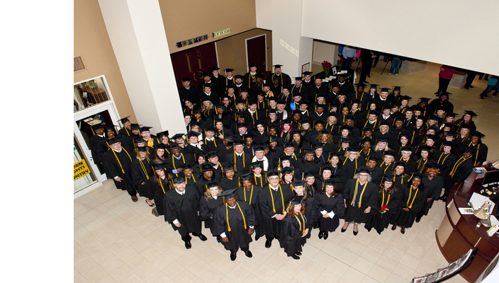 students in graduation gowns