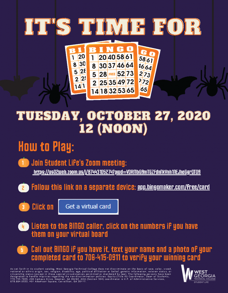 halloween bingo info flyer