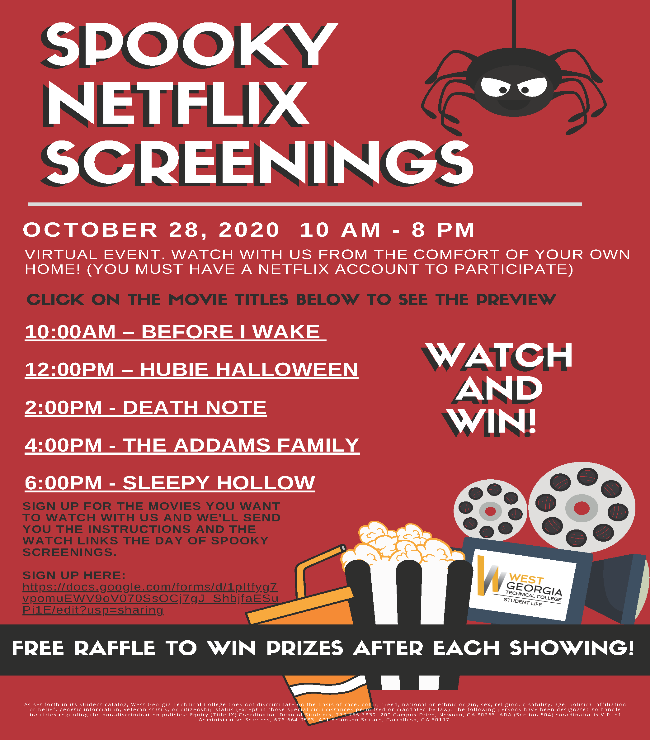 spooky netflix screenings info flyer