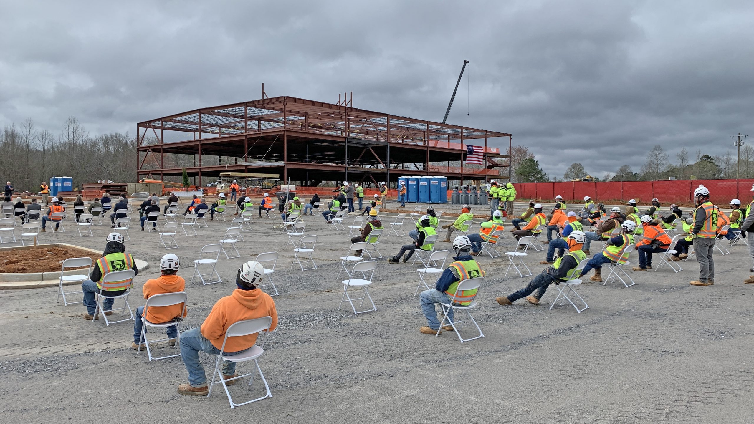 Campus Topping Out Crowd watching construction