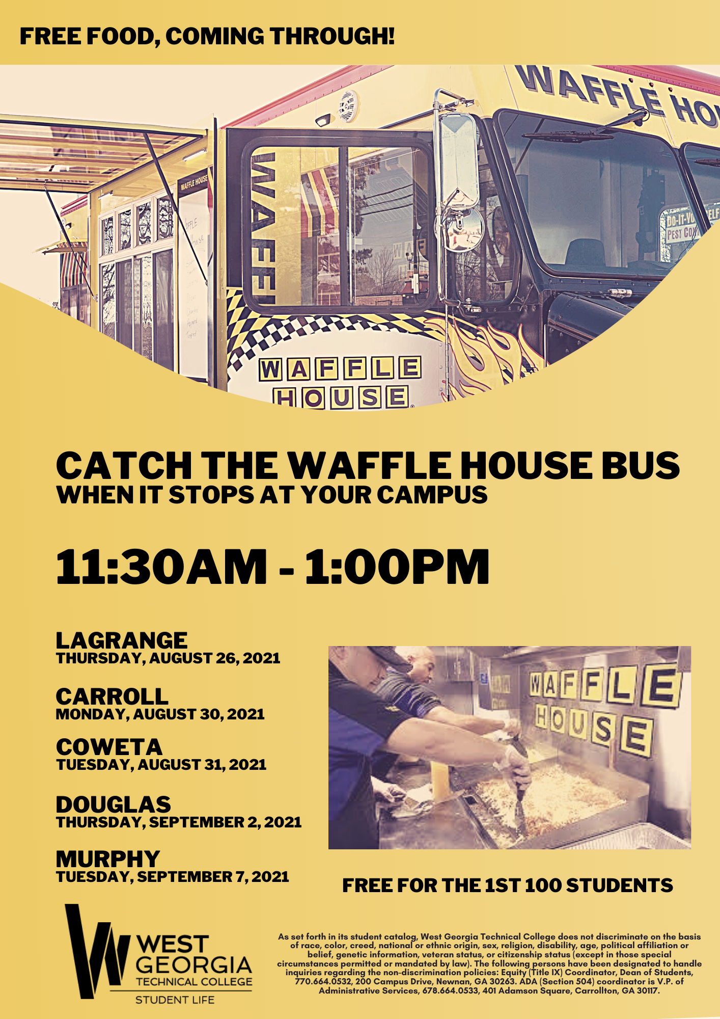Waflfle House Bus Info Flyer
