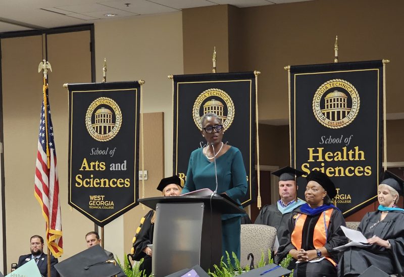 Keynote speaker, Lisa Smith, addresses the graduates during WGTC’s summer commencement exercises.