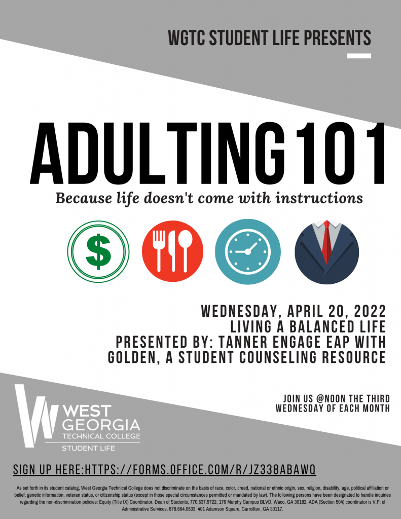 Adulting 101 flyer