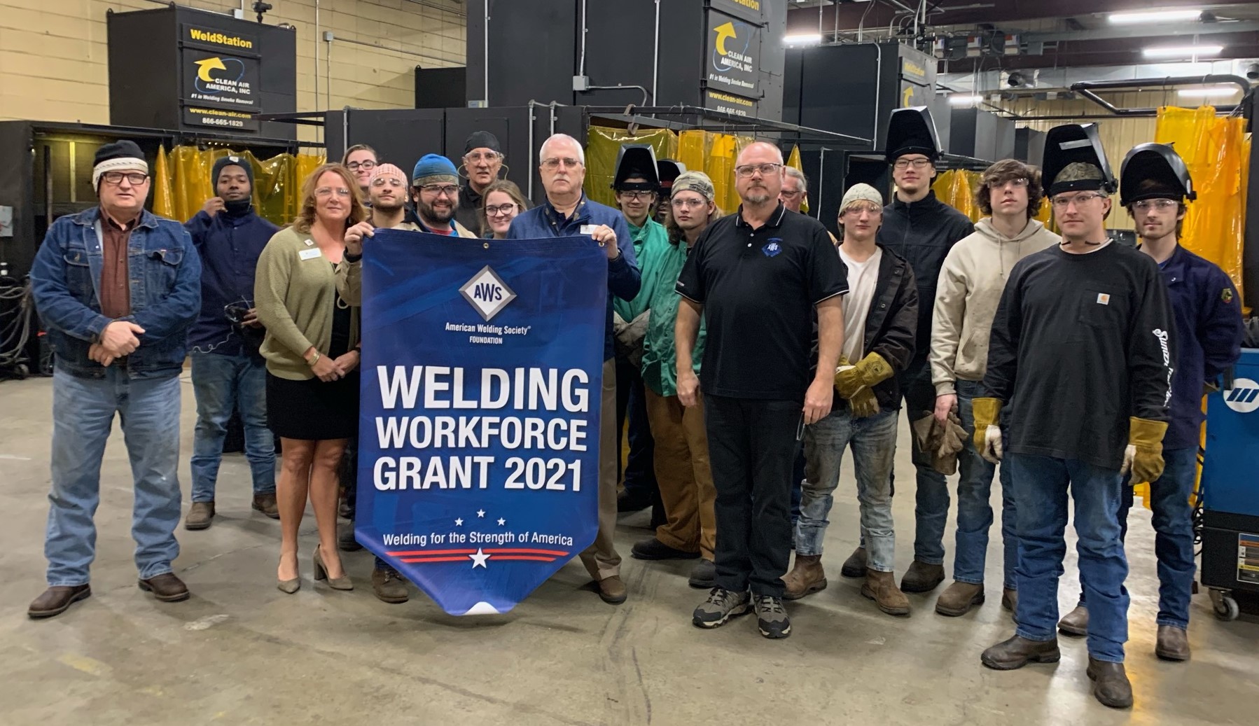 welding society with workforce grant sign