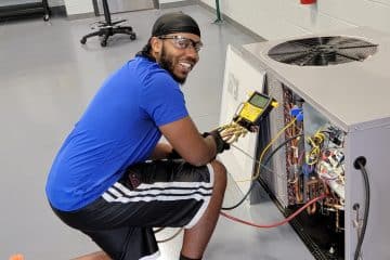 Student working on HVAC