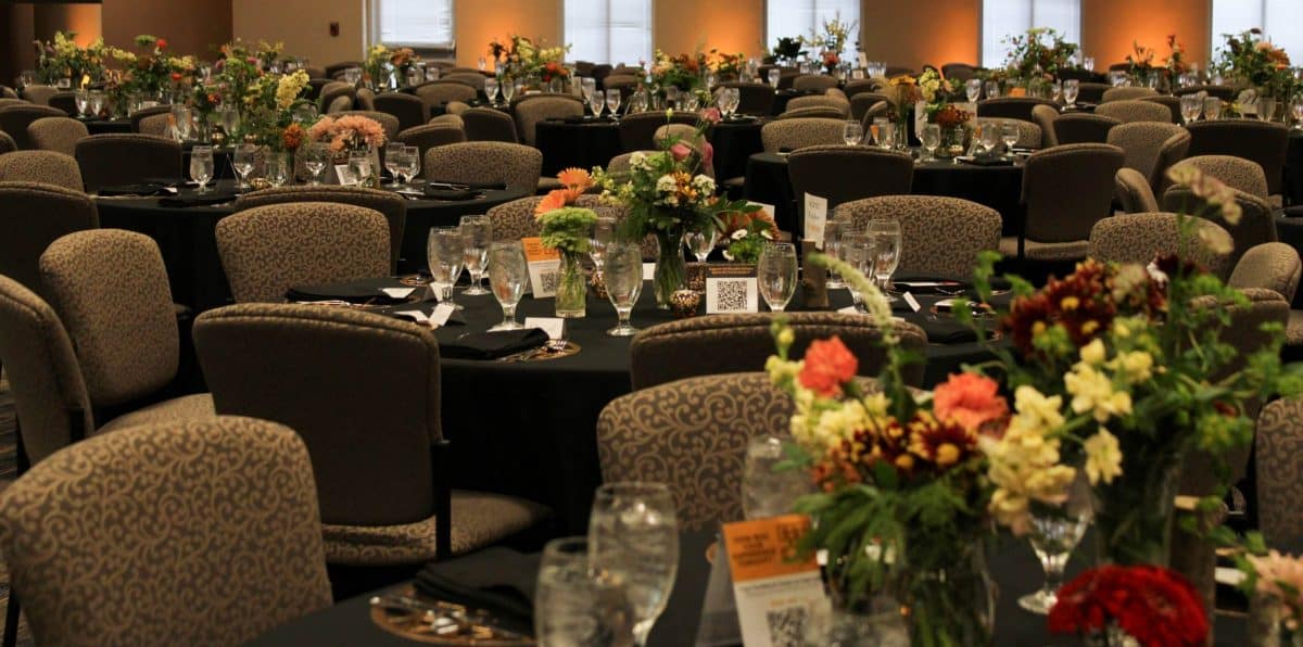 tables at black tie and boots event