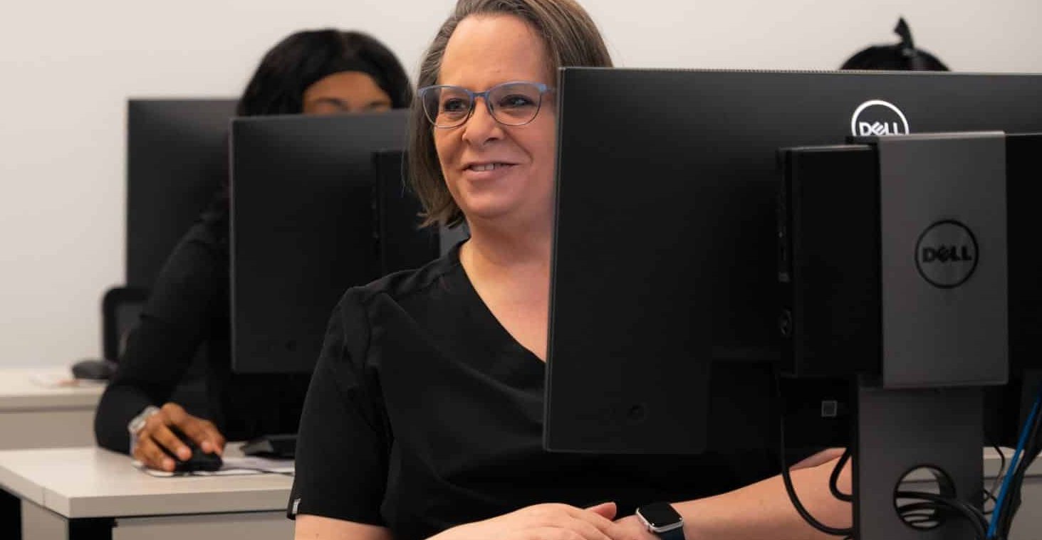 Student working on computer