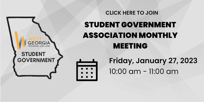 Click here to join: Student Government Association Monthly Meeting Friday January 27 2023 10am-11am