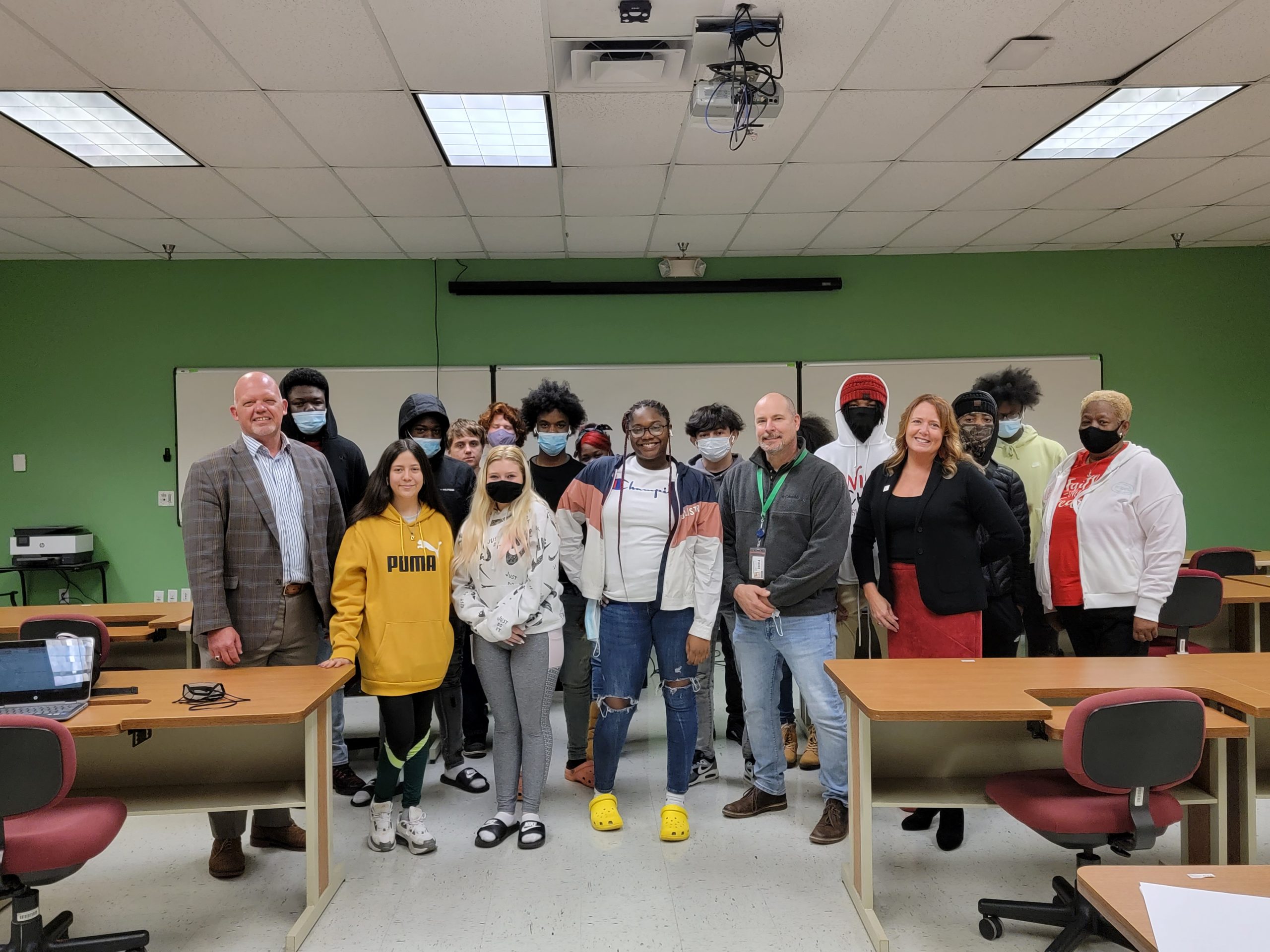 Superintendent, president, and students