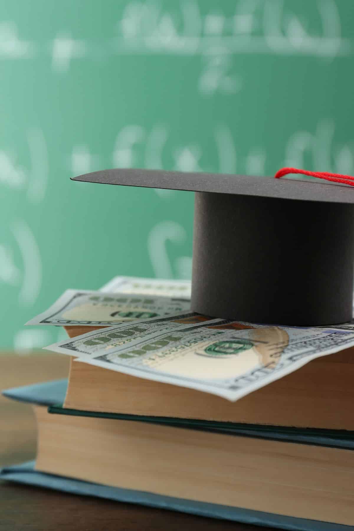 Books, money, and a graduation cap