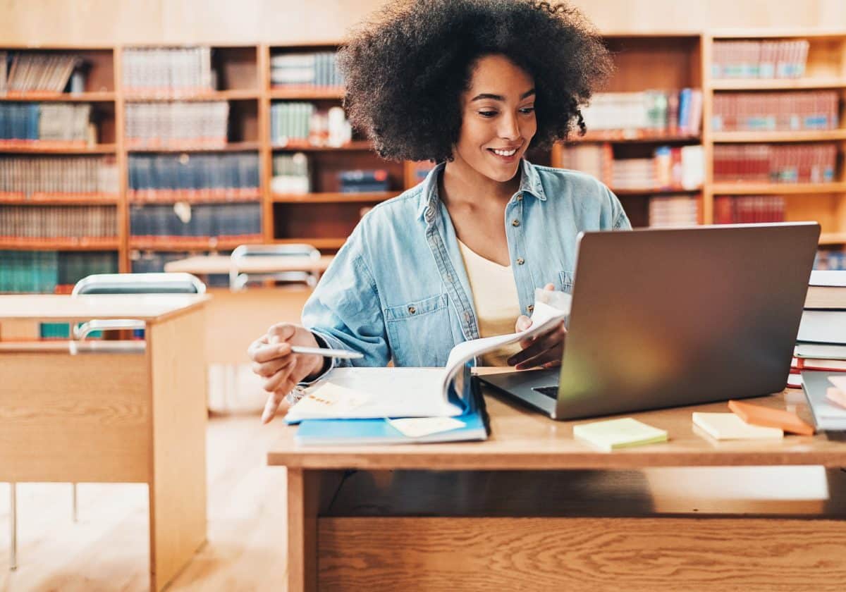 woman studying