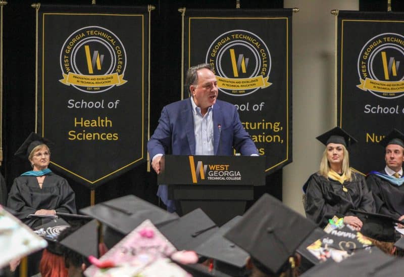 Graduation speaker at podium