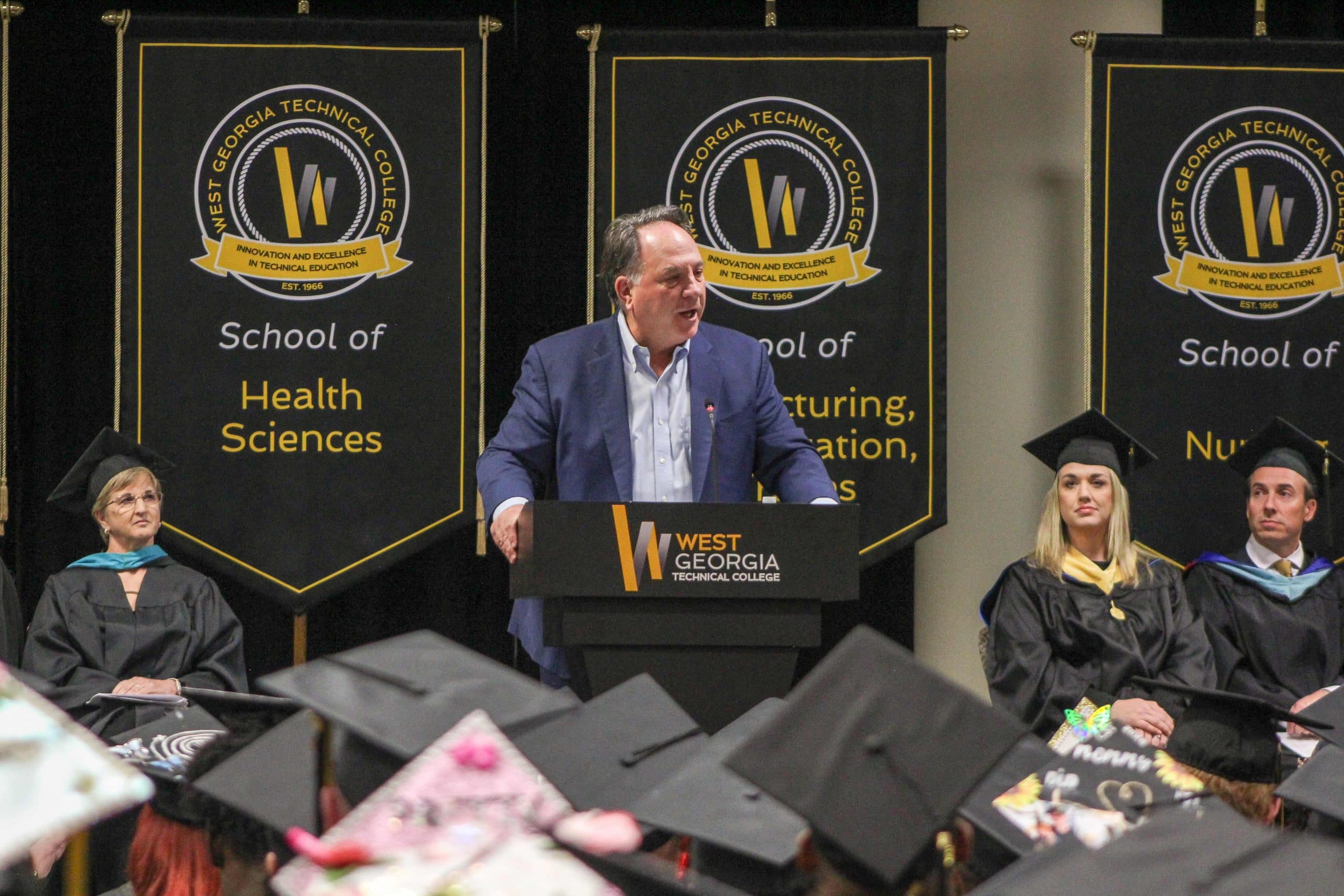 Graduation speaker at podium