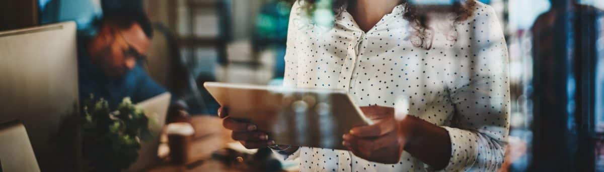 Woman using ipad