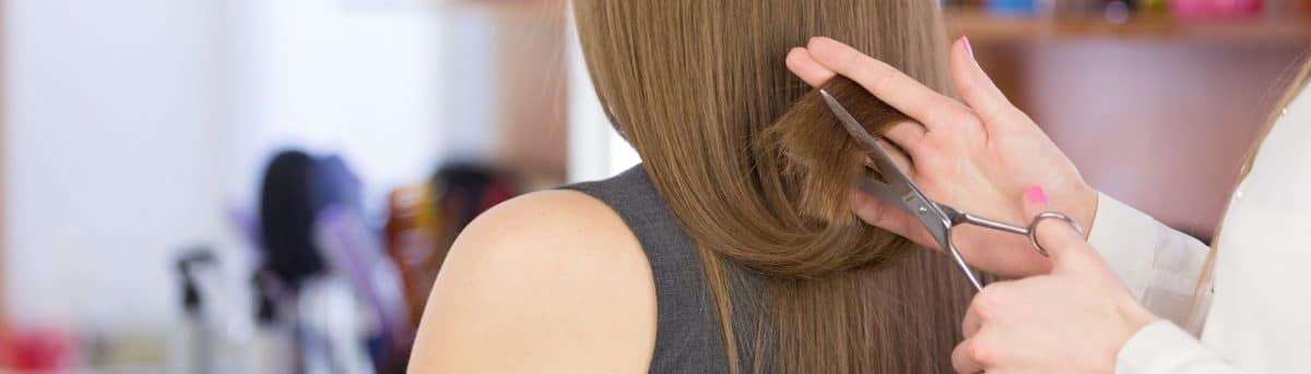 woman getting a haircut