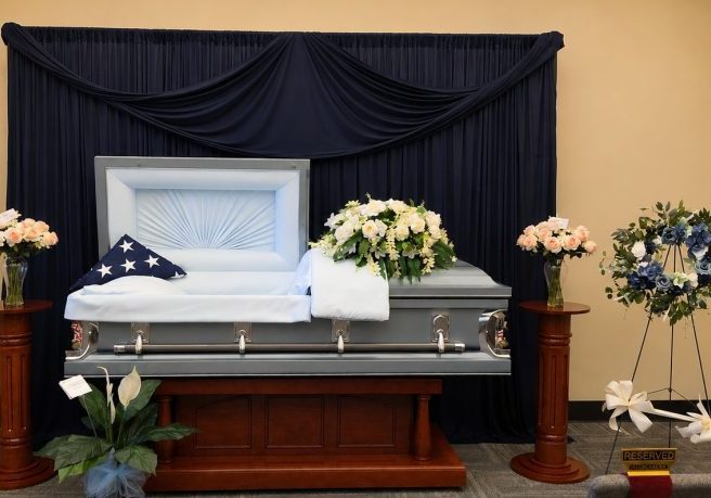 casket with flowers