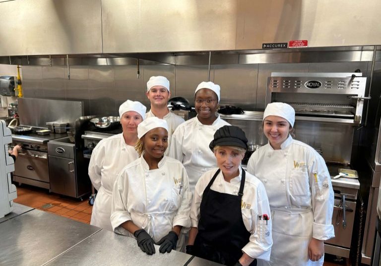 culinary students in the kitchen