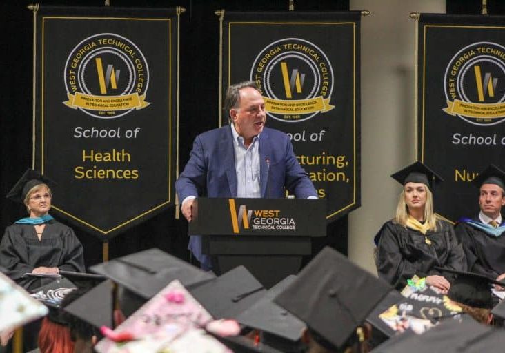 Graduation speaker at podium