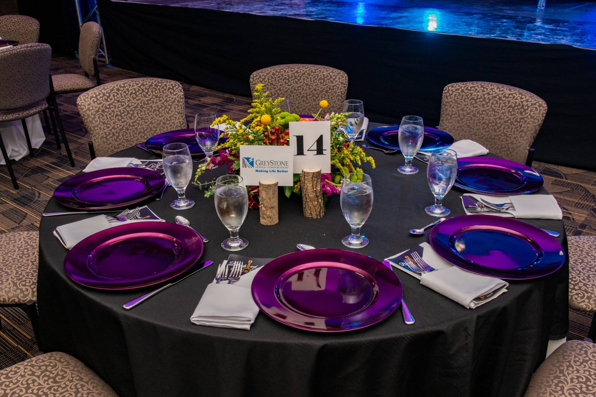 black tie and boots event table
